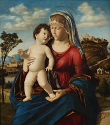 Madonna und Kind in einer Landschaft